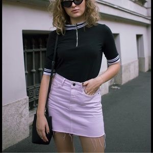 Zara High Waisted Lilac Denim Skirt